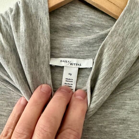 Cozy Daily Ritual light grey turtleneck dress, loose fit, cute with boots.  L - Picture 4 of 4